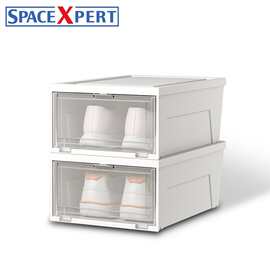 SPACEXPERT可叠加塑料透明鞋盒鞋柜鞋子收纳柜鞋架翻盖式鞋子收纳