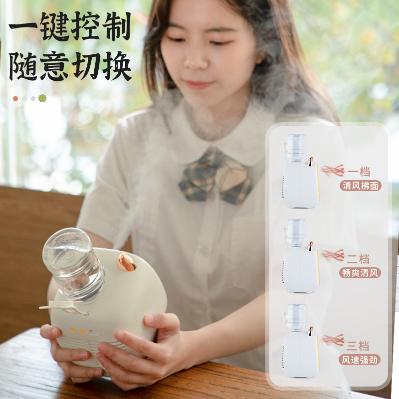新款  跨境水冷风扇迷你小风扇USB风扇桌面涡轮LED喷雾加湿冷风机