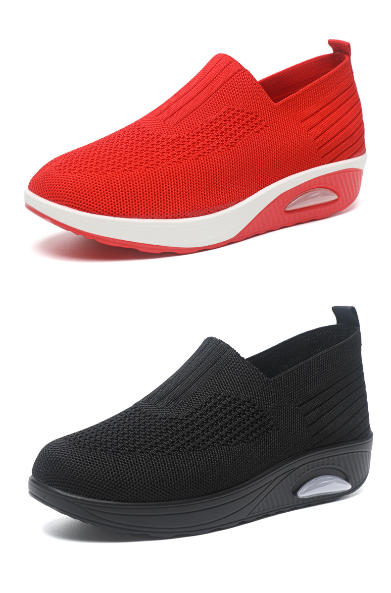 Women's New Spring Autumn Models, Fly-knit Mesh Slip-on Socks, Thick-soled Casual Shoes, Breathable And Lightweight_vogvips.com