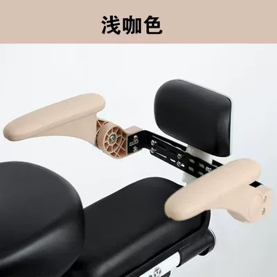 Electric vehicle rear-mounted child seat with rotatable pedals, safety guardrail, anti-fall, foldable, waterproof handrail for electric scooters (Electric car child seat) - brown