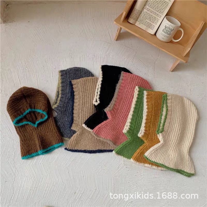 韩国儿童毛线帽男女童针织帽护耳包头帽子洋气围巾一体帽秋冬保暖