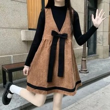 2025秋冬女装日系可爱少女穿搭学院风甜美小个子灯芯绒背带连衣裙