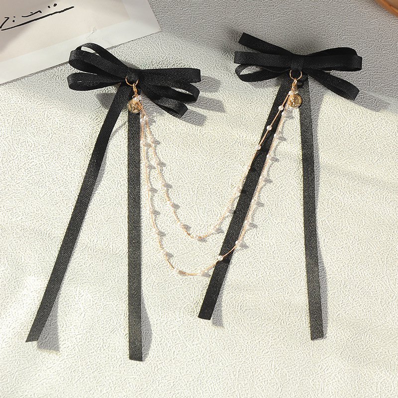 Simple New Fashion Pearl Chain Bow Hairpin display picture 1