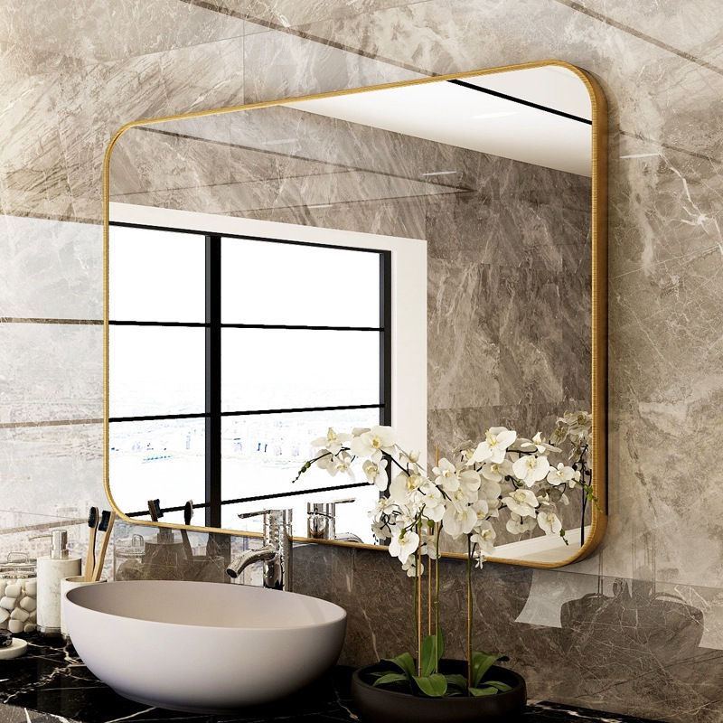 Customized Bathroom Mirror Self-Adhesive Bathroom Toilet Washstand Dressing Wall-Mounted Bathroom Mirror Modern and Simple