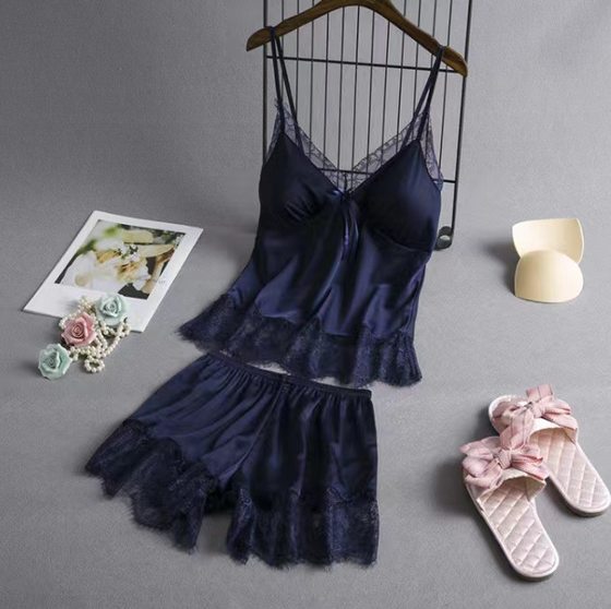 Cross-border European and American Foreign Trade New Stretch Lace Shorts Sling suit