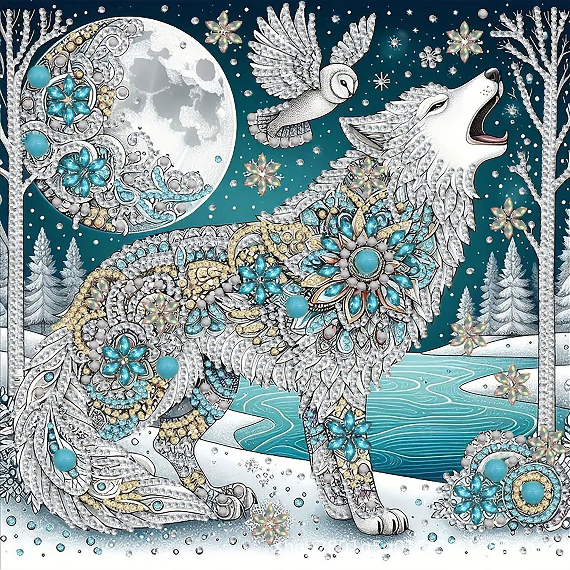 Pintura artesanal con diamantes