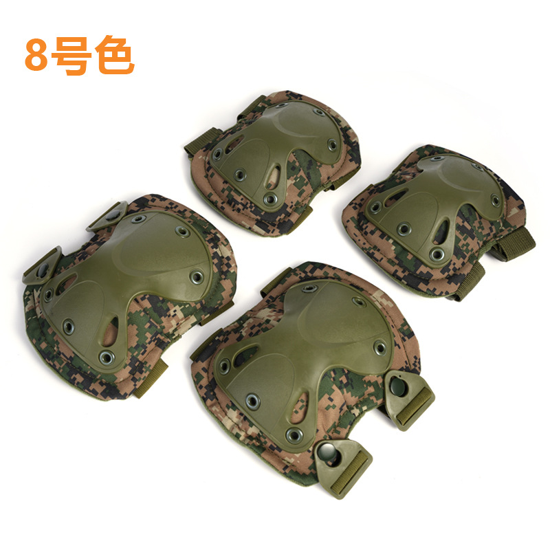 Tactical rodilla protector de codo cuatro piezas rodilla entrenamiento arrastrar equipo de combate humano real CS ciclismo protector de muñeca deportivo
