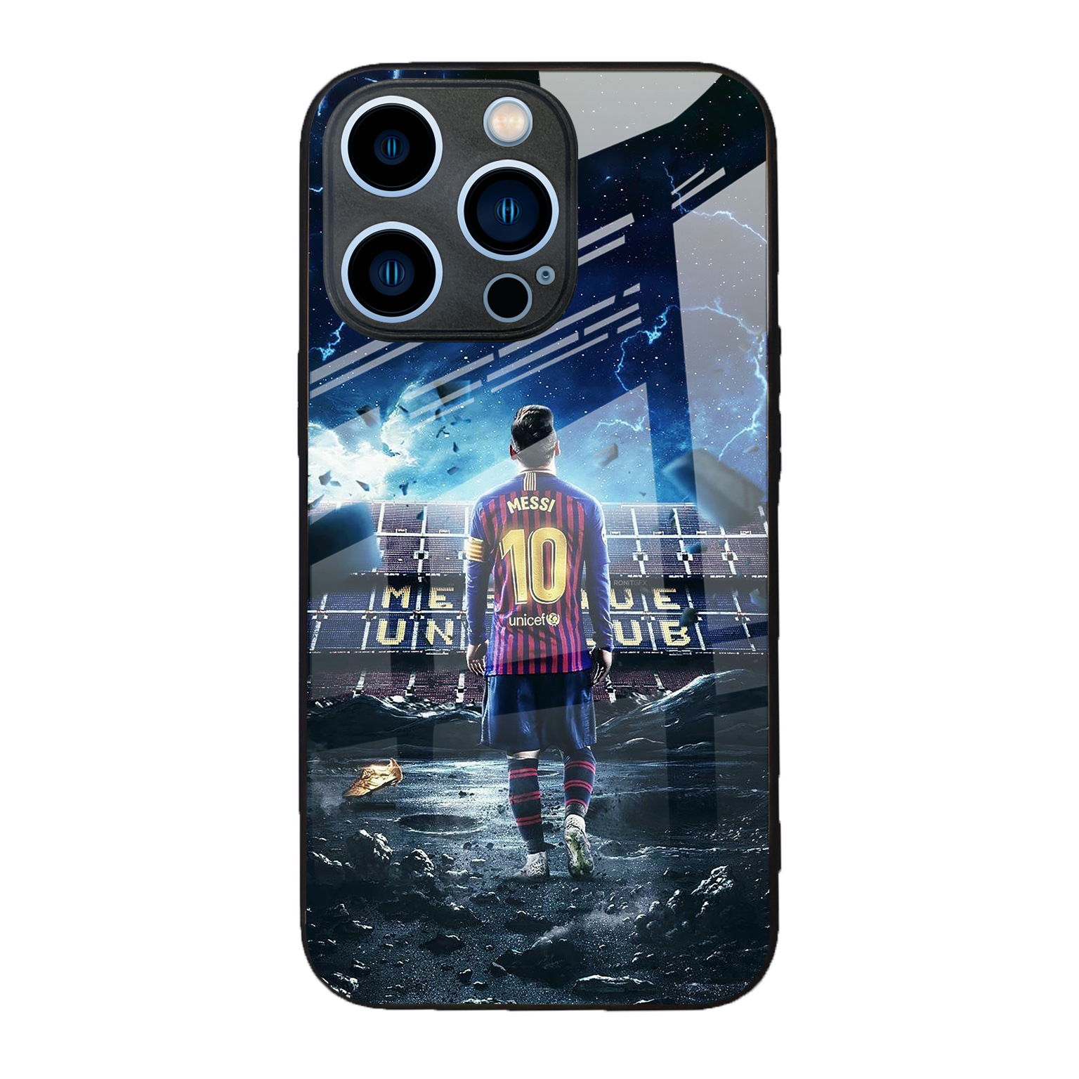 Funda de teléfono de cristal para iPhone 17 Pro Max con diseño de Messi de la Copa Mundial, para fanáticos del fútbol, compatible con iPhone 16 Pro y 13, antihuellas.