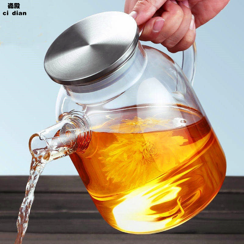 Glass explosion-proof capacious transparent teapot, increased thickness