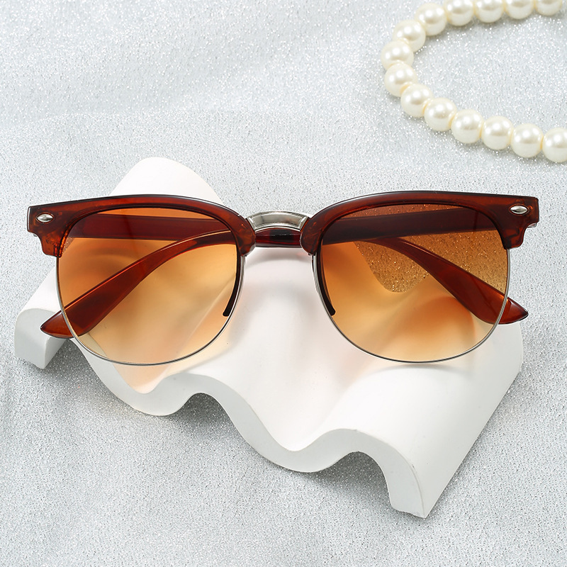 Eyebrow Line Classic Half-Frame Korean Style Retro Sunglasses for Men in Stock Large Frame Slimming Traveler Women's Sunglasses with Uv Protection