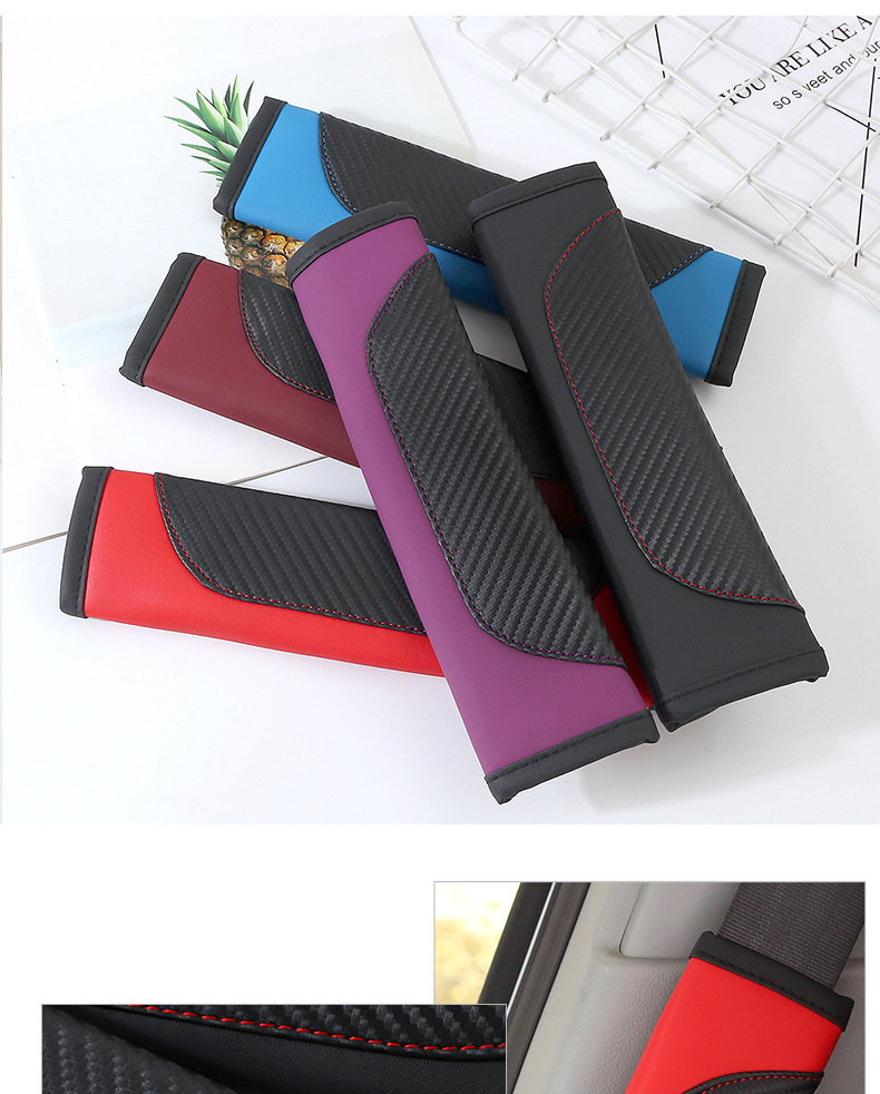 Cross-Border Popular Manufacturer's Ready-Made Leather Color Matching Soft and Comfortable Sports Car Carbon Fiber Pattern Seat Belt Shoulder Cover