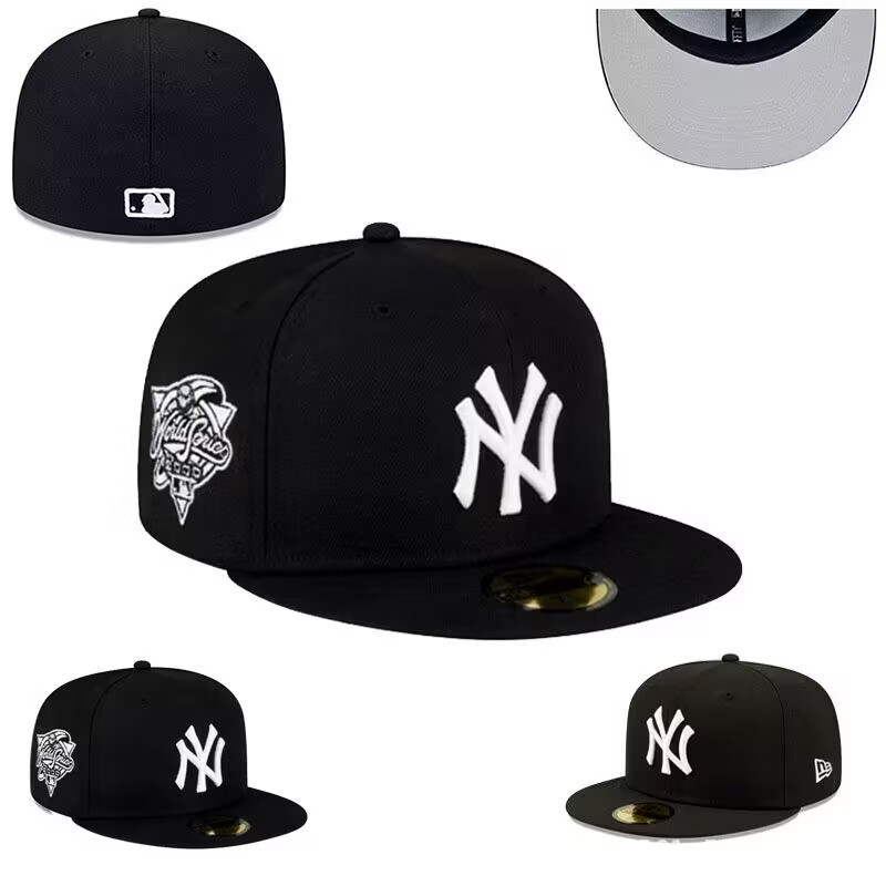 Todo cerrado, no ajustable, anti-uso de sombreros de béisbol al por mayor de comercio exterior de LA, hombres y mujeres, sombrilla de hip-hop estadounidense, sombrero de ala plana NY