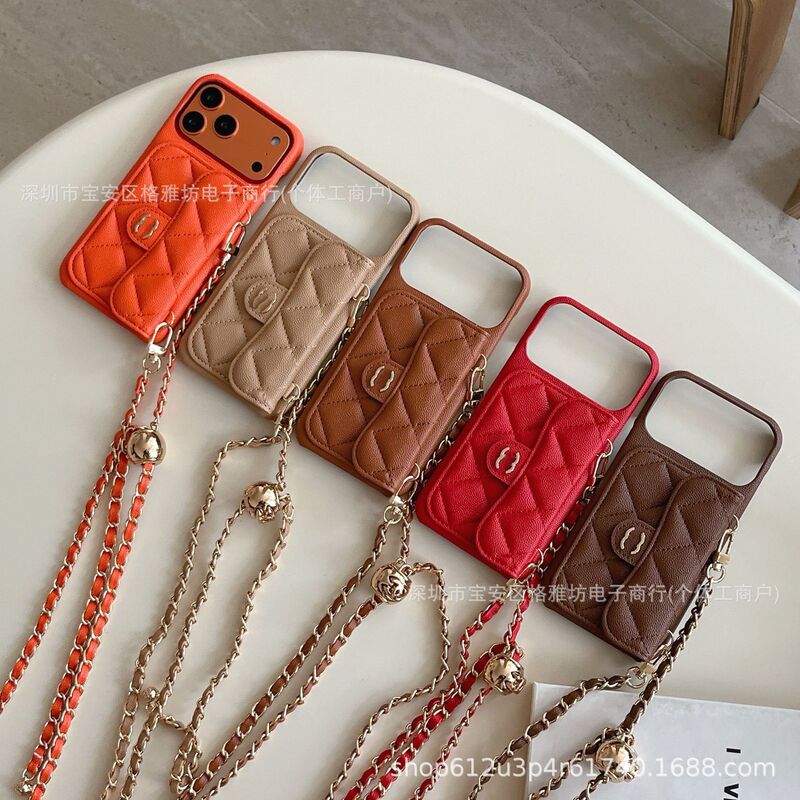 Xiaoxiangfeng Style Suitable for Apple iPhone 17 Pro Max Phone Case, High-End Luxury Crossbody Strap Card Holder iPhone