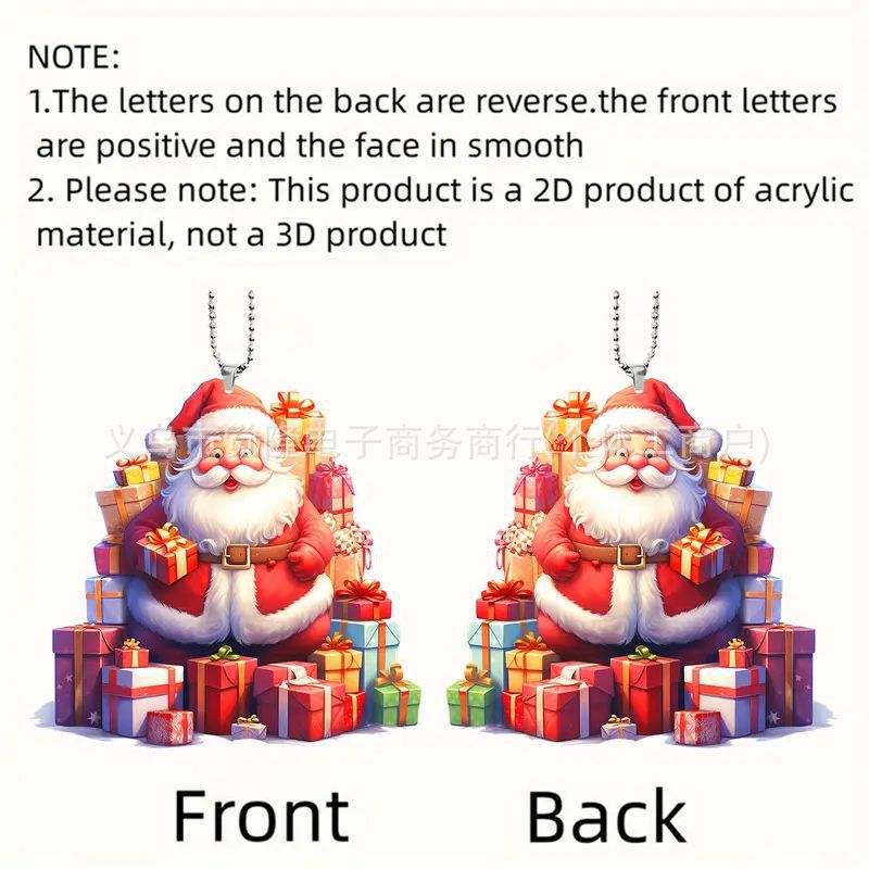 Navidad Santa Claus colgante transfronterizo nuevo acrílico plano colgante espejo retrovisor colgante joyas de fiesta