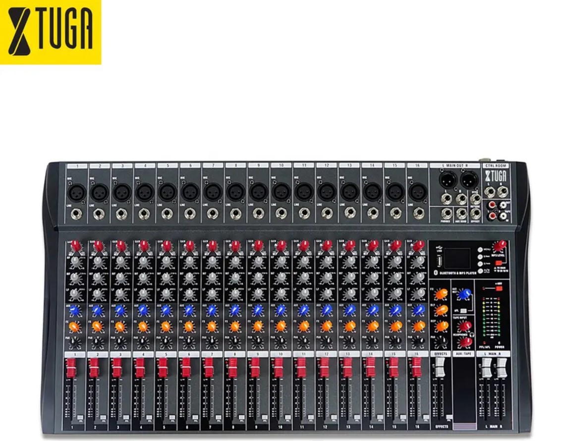 XTUGA专业16调音台带混响蓝牙播放多路控制效果均衡混音器CT160X