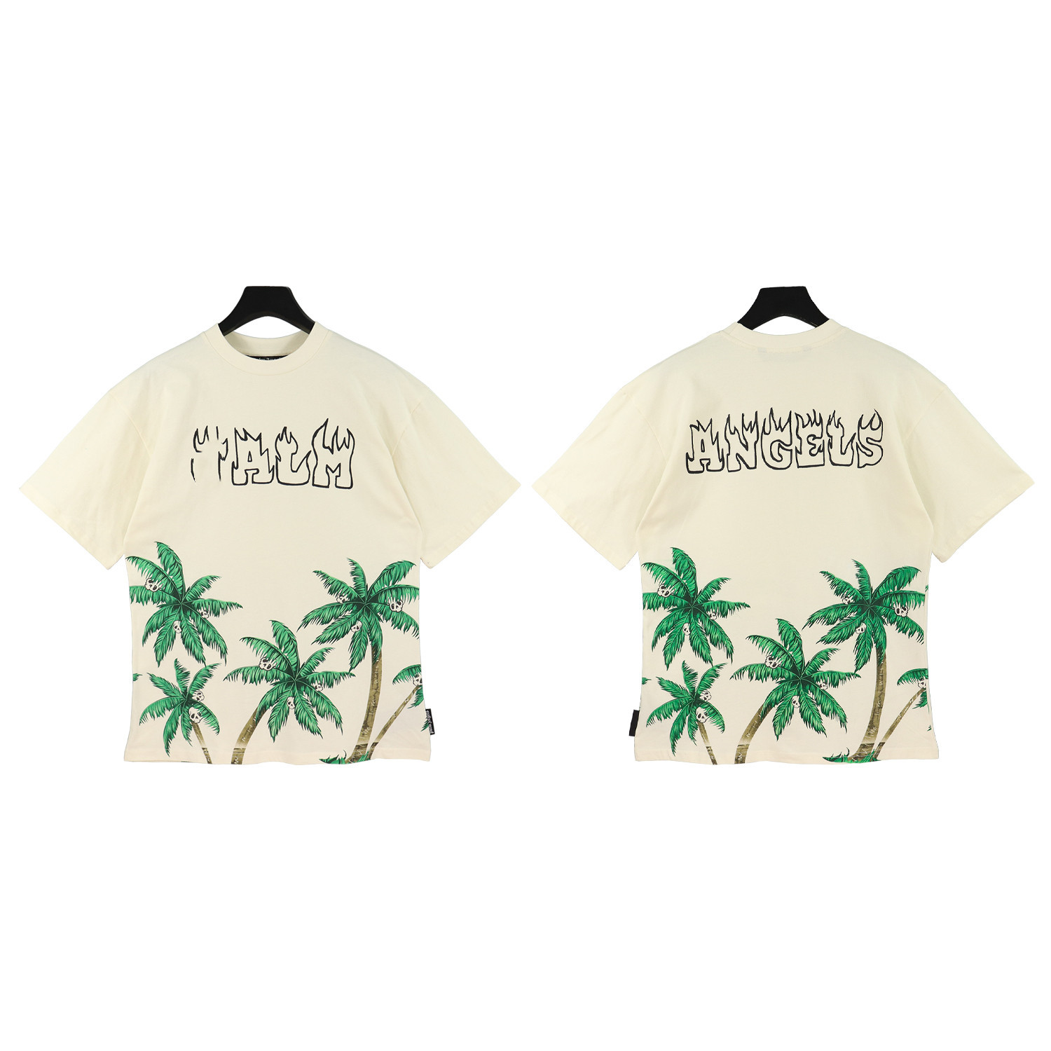高版本春夏新款palm棕榈天使椰树印花高街休闲短袖圆领T恤外贸