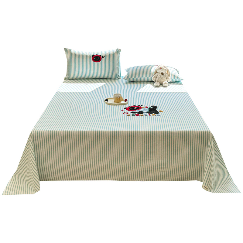 Sábana de tela gruesa vieja de algodón puro, sábana, verano de 100 algodón, lino, edredón, funda de almohada individual, juego de tres piezas, doble individual