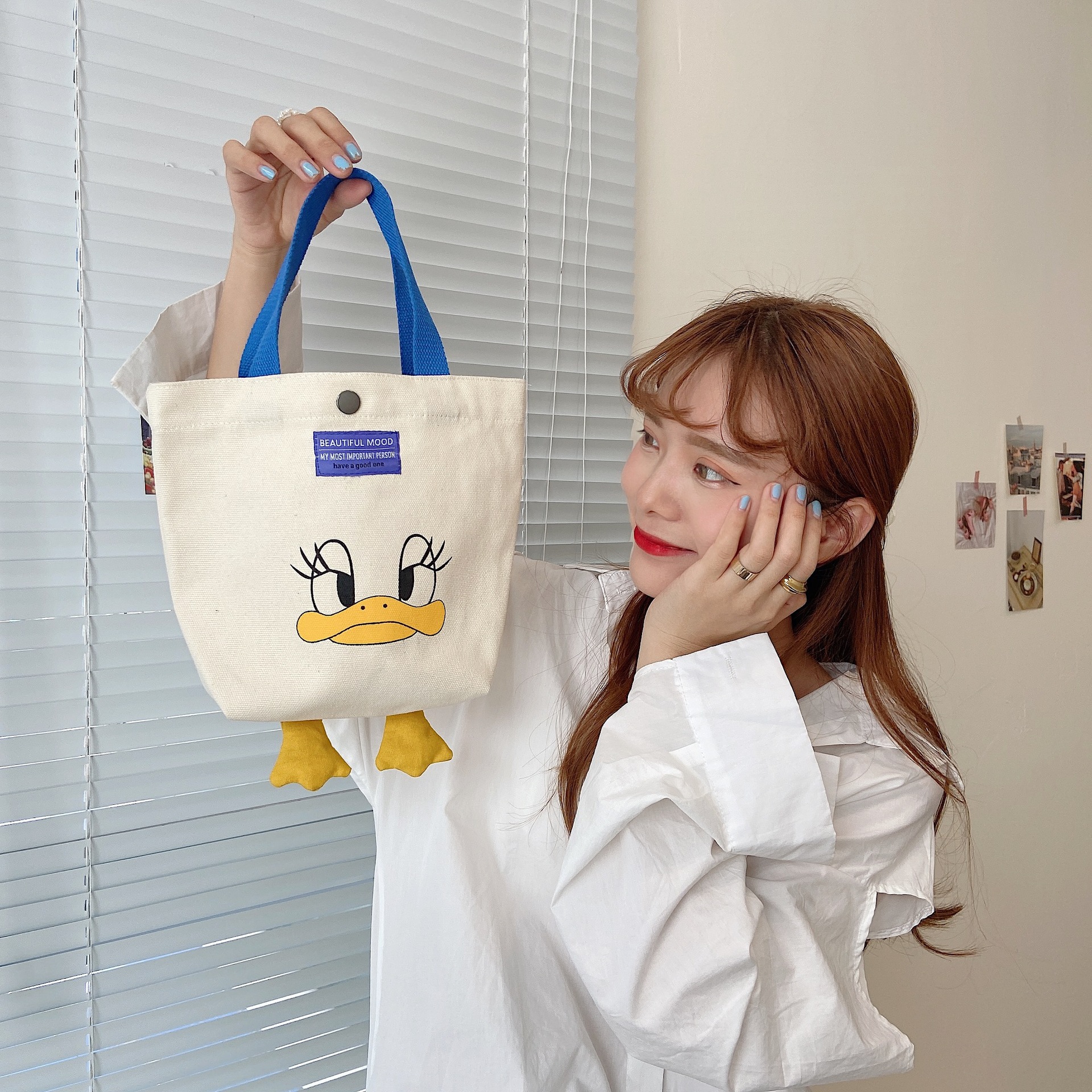 08312 Cartoon printed single-shoulder canvas bag, Japanese style, Korean version canvas bag, student large-capacity hand-held women's bag for commuting undefined