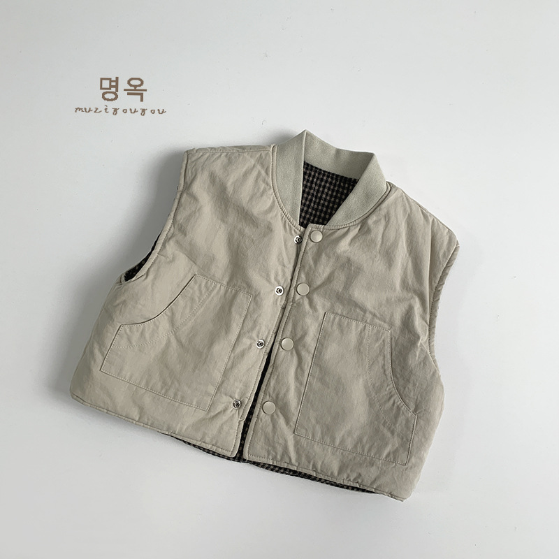 Chaleco de algodón de doble cara 2025, nuevo invierno para niños y niñas, chaleco caliente para niños pequeños y medianos, moda coreana