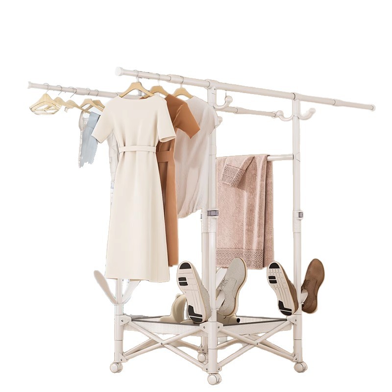 percha de ropa plegable para el suelo doméstico interior telescópico simple percha de ropa para el dormitorio balcón móvil percha de ropa para el secado dormitorio