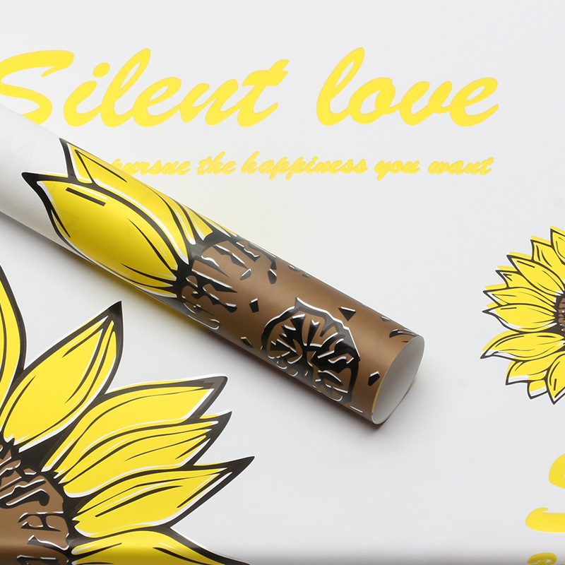 Papel de regalo con diseño de girasoles, papel de regalo floral estilo inglés, papel de regalo con girasoles, papel de regalo para flores frescas, papel con textura de plumas, materiales de papel de regalo floral.