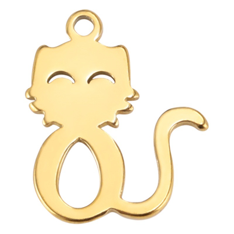 Factory Direct diy all-match jewelry accessories assembly titanium steel cutting hollow belly kitten stainless steel pendant