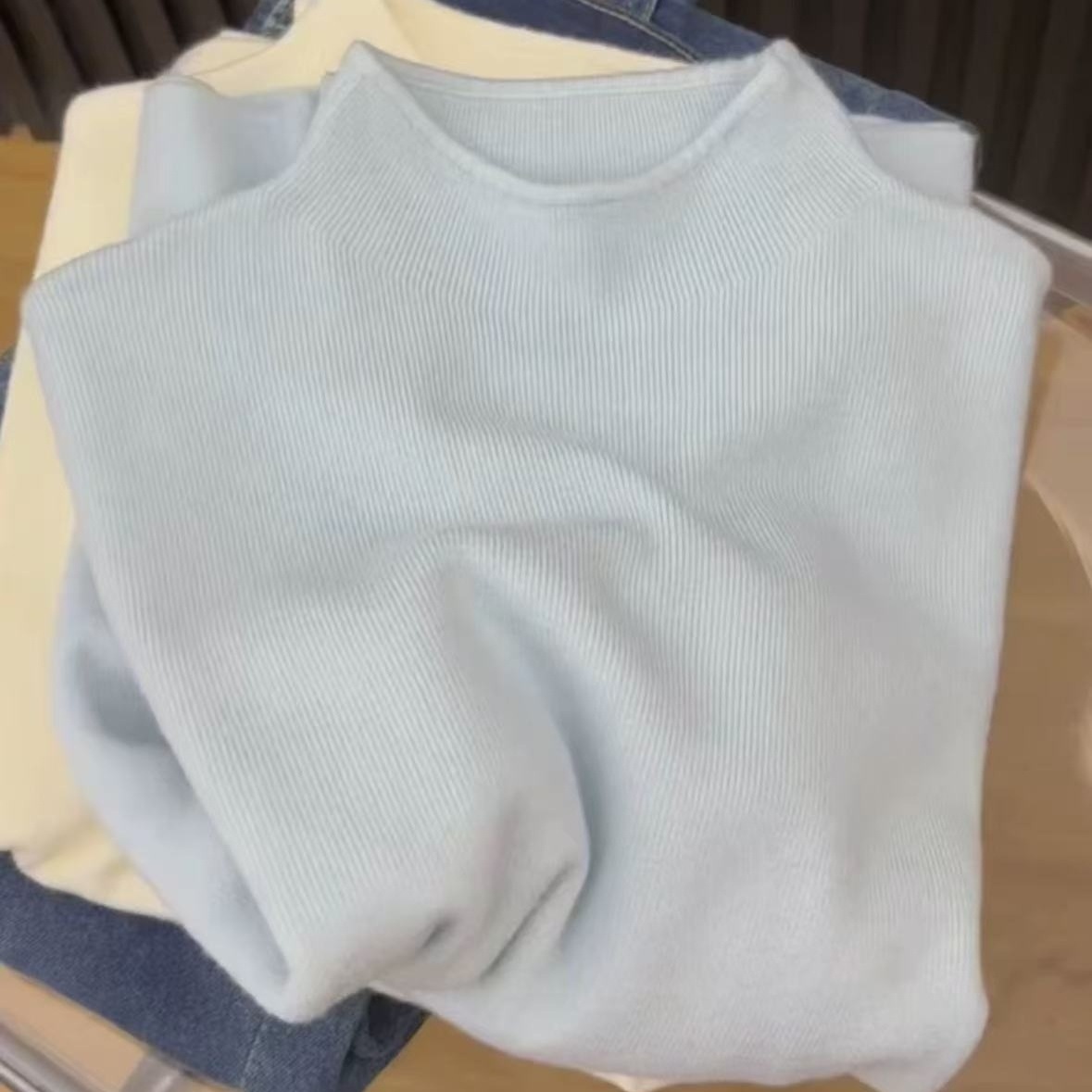 푸푸 소프트 왁스 니트 긴팔베이스 셔츠 여성용 겨울 스웨터 한국식 심플 탑