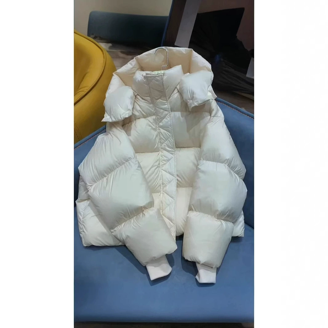 Пуховая хлопчатобумажная женская короткая модель 2024 новый маленький человек взорванный толстый хлопчатобумажная куртка хлебная куртка свободная зимняя хлопчатобумажная куртка