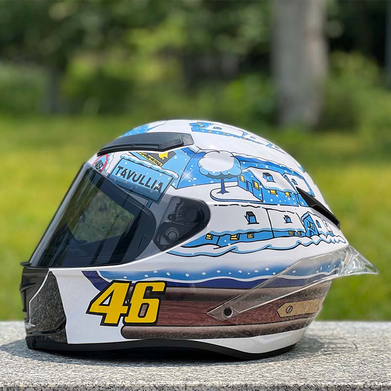 Motorcycle Helmet Personalized Snow House Style with Extended Spoiler