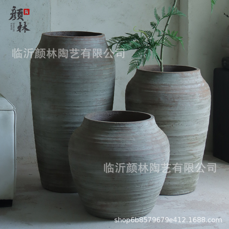 Retro hacer viejas macetas de cemento sala de estar tierra gran maceta de flores decoración hotel ornamentos maceta de cerámica plantación verde maceta
