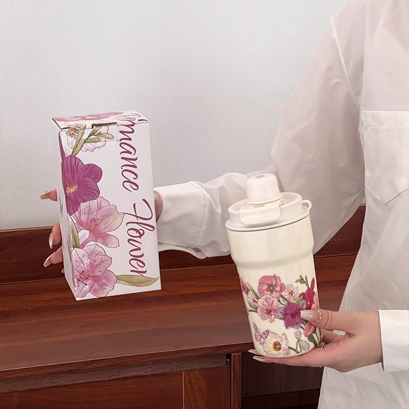 Shang 'en cerámica bebida directa taza de cerámica portable taza de cerámica creativa taza de cerámica portable taza de cerámica portable de flores
