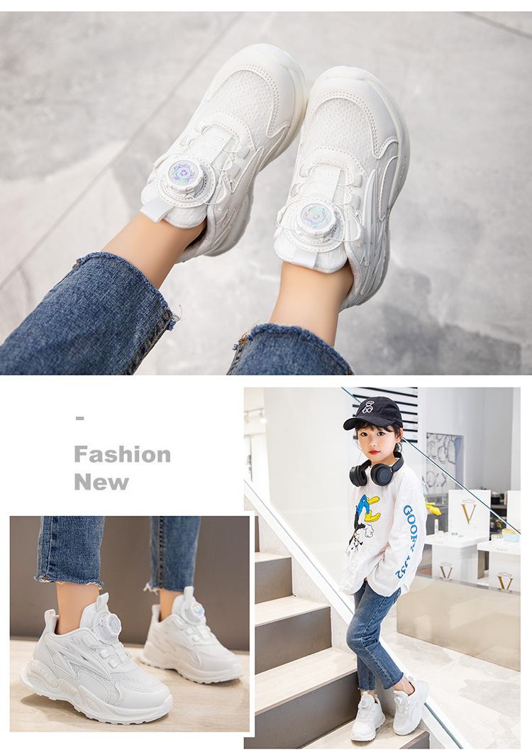 Baskets de course imperméables en cuir pour filles avec bouton_voghion.com