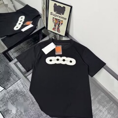 ファッションブランド純綿夏2025ライト高級タオル刺繍ラウンドネックハンサムトップ半袖Tシャツ多用途新スタイル