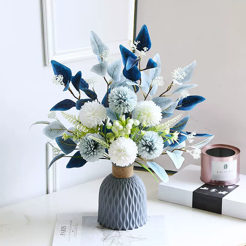 家居摆件 装饰品北欧风仿真花假花绢花客厅花束花瓶轻奢花艺摆件