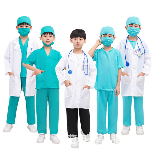 Wholesale Children's Doctor Surgical Clothes Nurse Cosplay Performance Costumes Students Children's Science Experiment Clothes Costumes