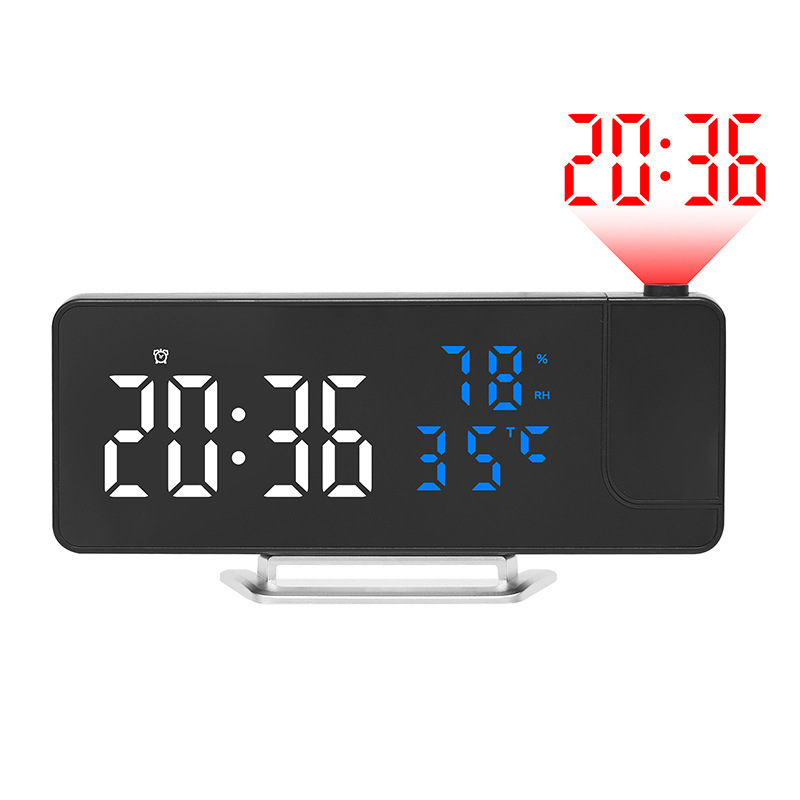 Reloj despertador multifunción LED con espejo, proyección de temperatura y humedad, modelo 675 para comercio transfronterizo.