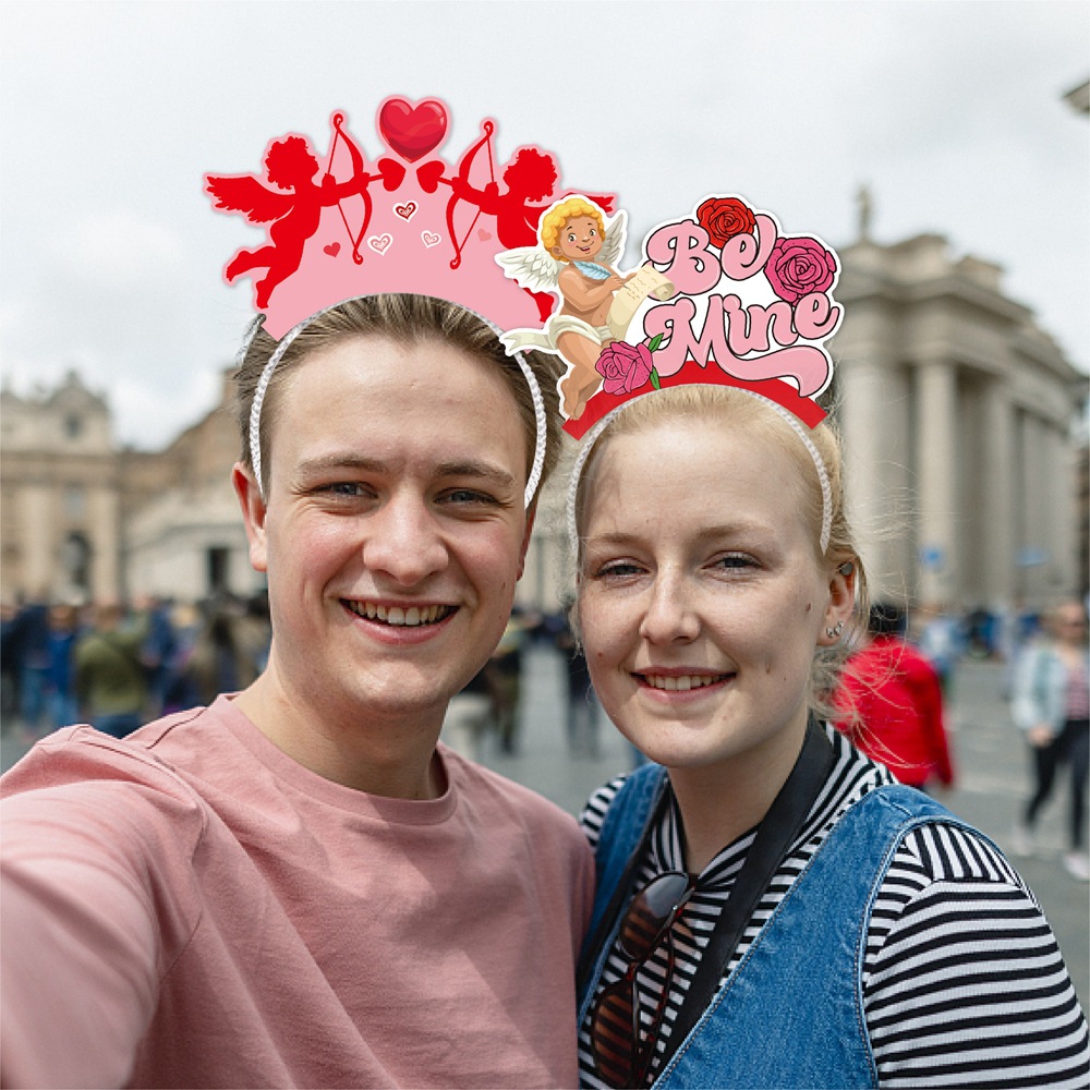 Nuevos productos transfronterizos, sombreros decorativos del día de San Valentín, diadema, propuesta de matrimonio, cita romántica, diadema de amor rosa, accesorios de fotografía