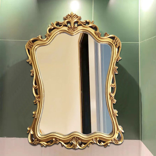 European retro bathroom mirror, American bathroom mirror, wall-mounted mirror, bathroom wall carved light luxury dressing mirror