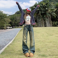 New American high street straight wide-leg jeans retro old loose casual jeans