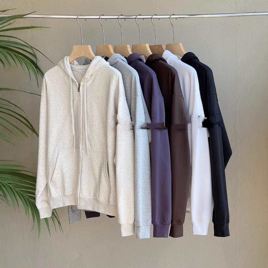 크로스보더 남성 테리 후드 재킷 BADGE ZIP HOODED SWEATSHIRT 완장 루즈 후드티