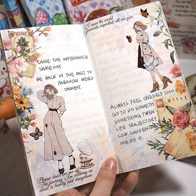 Original illustration handbook decompression fun notebook girl interactive DIY decompression artifact convenient book retro style