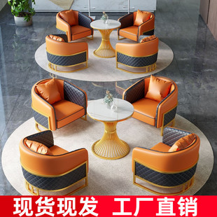 轻奢酒店大堂沙发椅商务休息区接待卡座售楼处部会客洽谈桌椅组合-阿里巴巴
