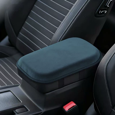 Armrest Box Heightening Pad, Plush: Armrest box pad - cyan-blue-thick-plush-style