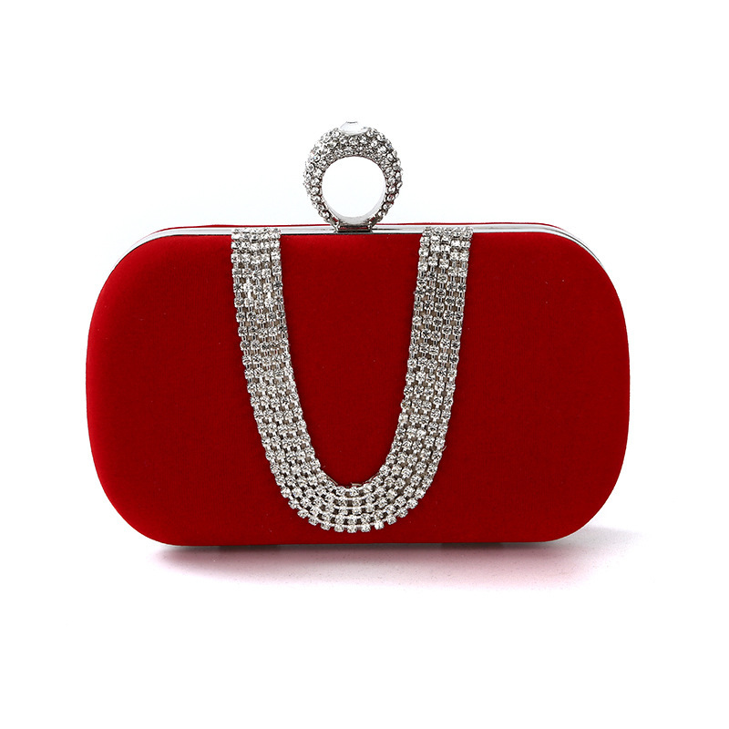 Cross-Border Hot Sale U-Shaped Diamond Inlaid Handmade Evening Clutch Bag For Party, Makeup, Gowns And Brides - Factory Direct - Thumbnail 6