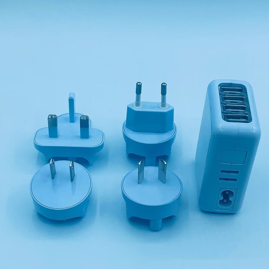 4-port host with british, european, australian and american plug, 4 heads