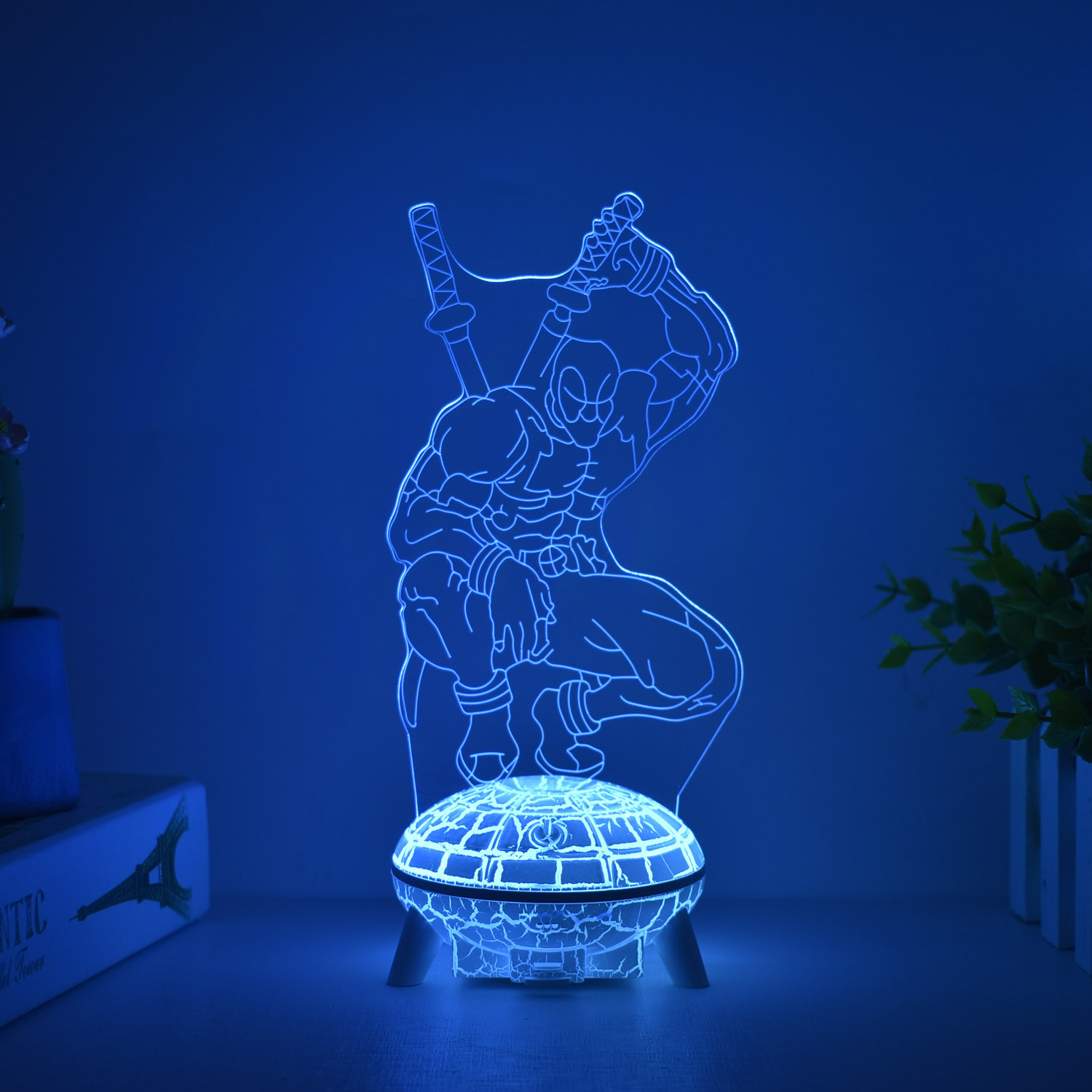 Transfronteriza serie de superhéroes Spider-Man Iron Man periférico 3D luz de la noche luz creativa pintura decoración adornos hechos a mano