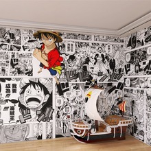 3d立体卡通火影忍者海贼王动漫主题墙纸儿童房卧室男孩背景墙壁纸