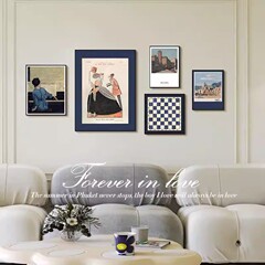 北歐文藝客廳沙發背景牆裝飾畫小眾復古組合掛畫輕奢高檔過道壁畫