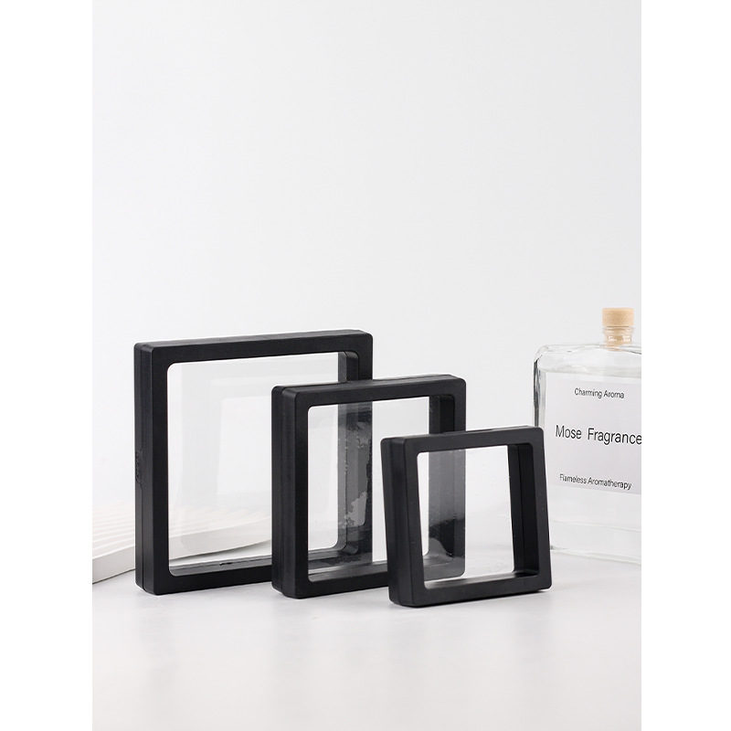 黑色透明首饰盒pe膜悬浮饰品盒珠宝首饰包装戒指手链包装盒批发