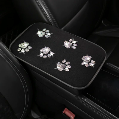 universal car interior decoration pad, Armrest box pad - foot-hot-stamped-rhinestones